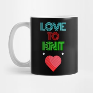 LOVE TO KNIT  Text Design Hobby Tee Mug